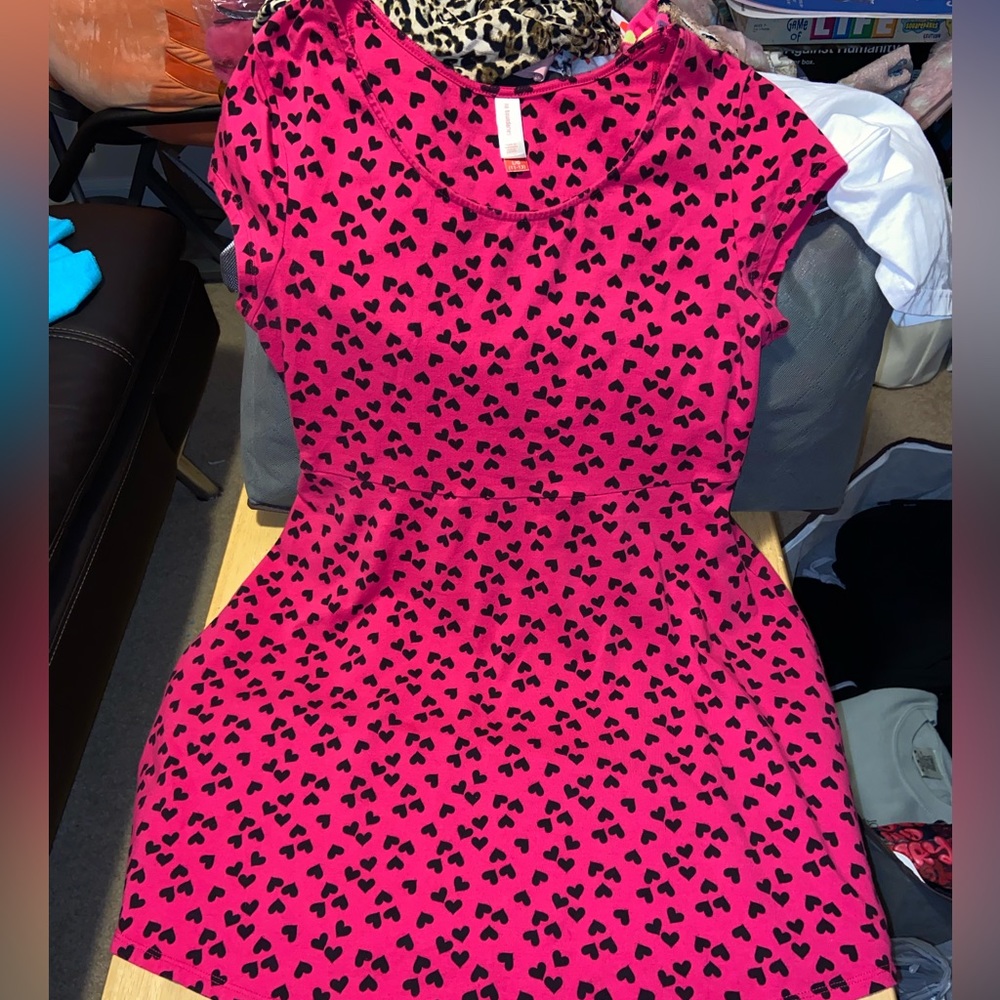 Pink Dress with Black Hearts